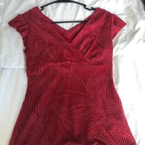 Red top / blouse white polka dots dressy classy